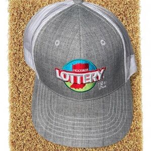Hoosier Lottery Embroidered Trucker Hat - Gray with Multi Patch